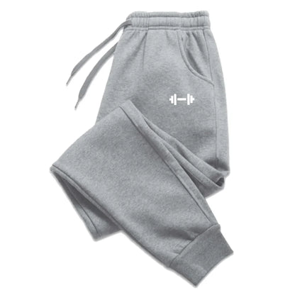 Men Running Sweatpants Printed Thickened Fleece Daily Jogging Bottoms Outdoor Basics Sports Casual all-match PantsWinter Autumn