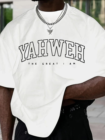 YAHWEH Printed T-shirts for Men High Quality 100% Cotton O-neck Short Sleeve Tops Summer Daily Casual Fashion Tees Men's Clothes