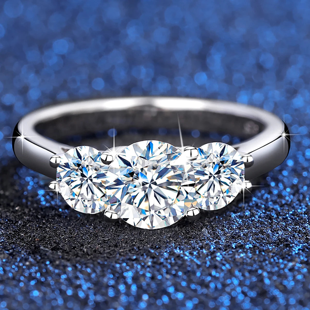 Certified 3 Stone Cat Totem Moissanite Rings For Women Total Is 2ct Genuine Sterling Silver 925 Luxury Wedding Jewelry Trend Hot