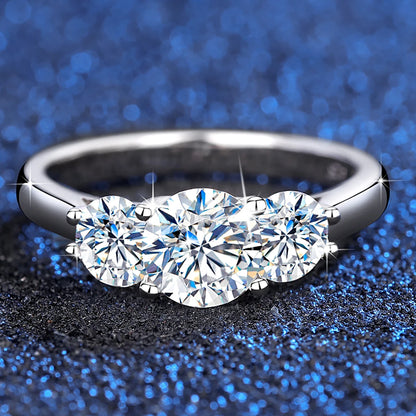 Certified 3 Stone Cat Totem Moissanite Rings For Women Total Is 2ct Genuine Sterling Silver 925 Luxury Wedding Jewelry Trend Hot
