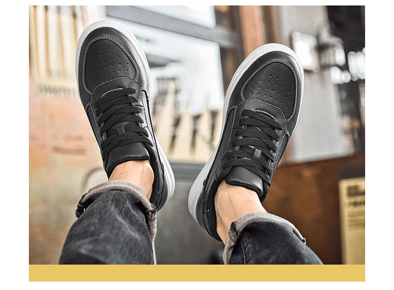 Novos sapatos masculinos invisíveis para aumentar a altura, sapatos esportivos de 6 CM-8 CM-10 CM, sapatos esportivos de couro branco para homens, tamanhos ampliados 36-46