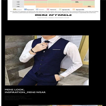 Men's Wedding Suit Three-Piece Set Brother's Match Groomsmen Formal Wear Business Casual Polyester Fiber Flat Collar Slit