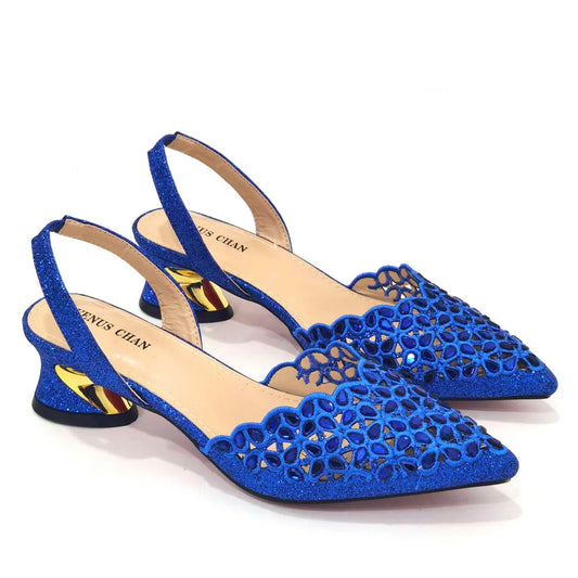 Royal Blue Noble Three-Dimensional Bag With Elegant High Heels Shoes Italian Popular Design African Ladies Shoes Bag Set