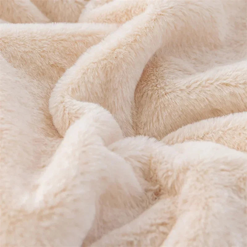 Cozy Rabbit Hair Bubble Velvet Blanket for Napping Soft Fuzzy Plush Bed Cover Sofa Throw Blanket All Season Warmth