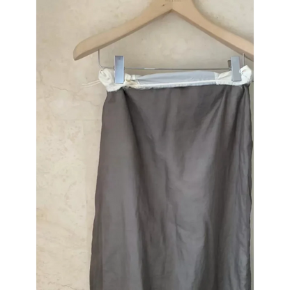 Quiet Luxury Cotton Lightweight Double-layer Rolled Waist Contrasting Slit Skirt