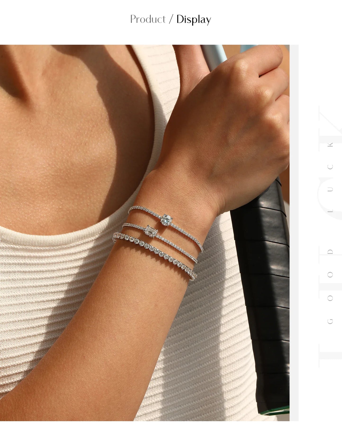 1CT Round D Color Moissanite Tennis Bracelet 925 Sterling Silver Luxury Stackable Bracelets For Women Vacation Jewelry