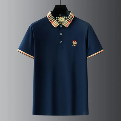 Fashion designer brand short sleeve men's polo shirt new lapel top high-end embroidery summer breathable casual Paul T-shirt