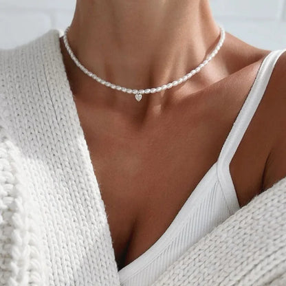 Fashion Tassel Chain Pendant Necklace For Women Boho Transparent Crystal & Imitation Pearl Chain Jewelry Valentine's Gift N0538