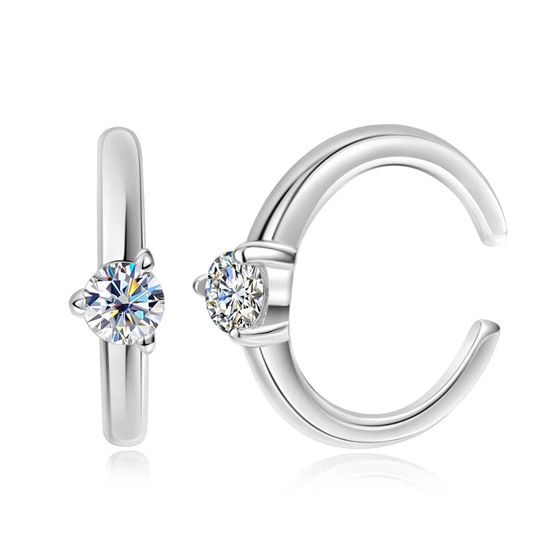 3mm D Color Real Moissanite Clip Earrings for Women Girls Adjustable Jewelry 100% S925 Sterling Silver Plated 18k
