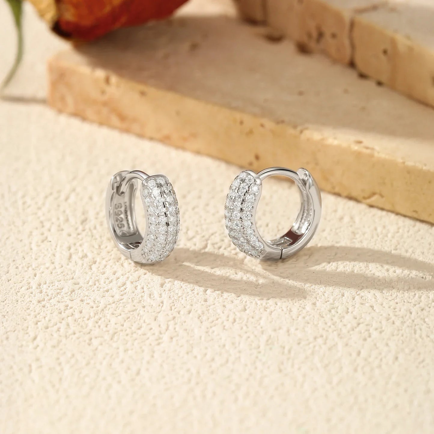 D Color Sparkling Moissanite Ear Buckle 925 Sterling Silver Luxury Circle Hoop Earrings For Women Wedding Fine Jewelry