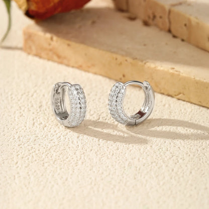 D Color Sparkling Moissanite Ear Buckle 925 Sterling Silver Luxury Circle Hoop Earrings For Women Wedding Fine Jewelry