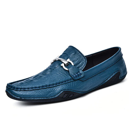 Blue Slip On Loafers Genuine Leather Casual Shoes Men Luxury Brand Designer Men's Moccasins Mocassin Homme Sales Discount