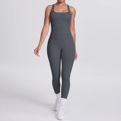 Yoga Top Set Fitness Gym Suit Training Sleeveless Sport Gym Tops Crossover Back Sports Underwear Tummy Control Slimming