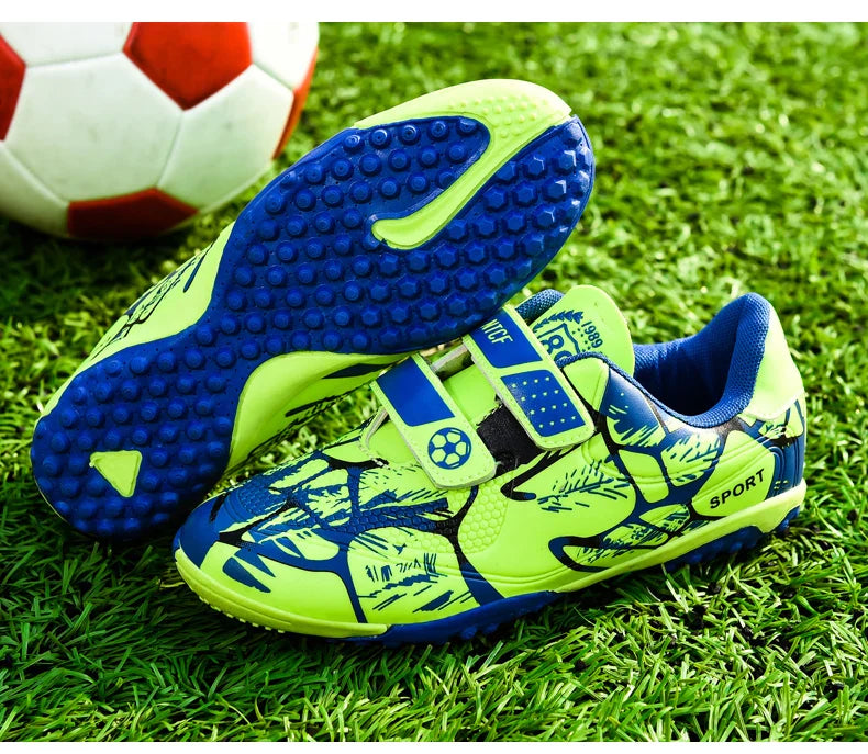 Kids Soccer Shoes HOOK&LOOP Football Sports Shoes Boy Outdoor Non-Slip Training Shoes Child Lightweight Children's Soccer Cleats