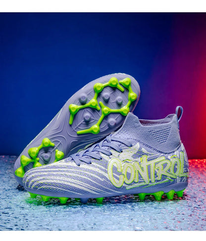 Unisex High-Top Soccer Cleats Non-Slip Football Boots Breathable Training Outdoor Grass Sneakers Men Women Professional Match