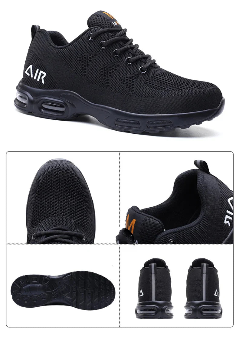 Lightweight Air Cushion Breathable Men Boots Work Shoes Safety Shoes Anti-smash Sneakers Puncture-Proof Indestructible Shoes