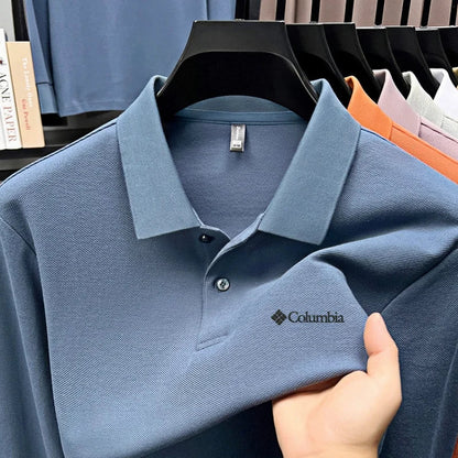 High end brand Polo shirt long sleeved fashionable printed men's top spring 100% cotton skin friendly comfortable casual T-shirt