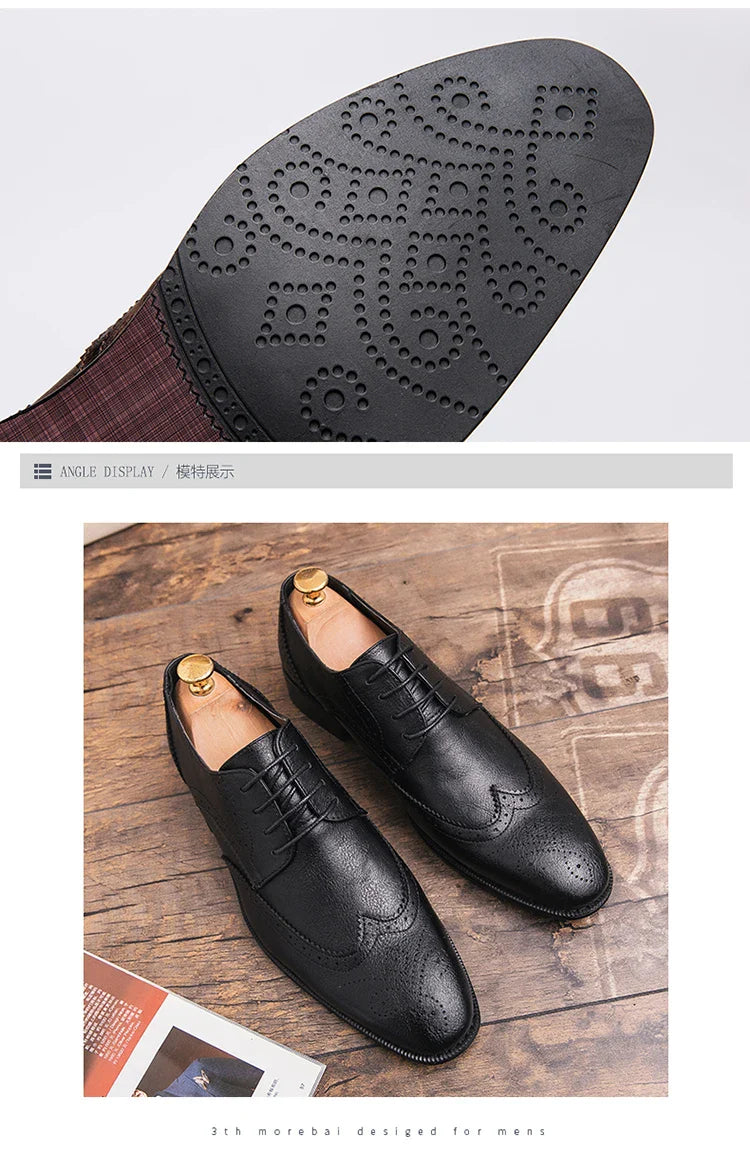 Men's Dress Shoes High Quality Oxford Leather Shoes Men Classic Casual Business Brogues Leahter Shoes Men Wedding Formal Shoes