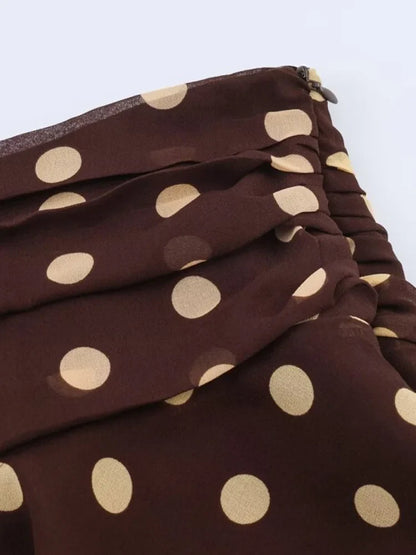 Women Mini Skirts 2026 Fashion Summer Polka dot Side Zipper Asymmetry Pleated Female Elegant Street Skirt Clothes