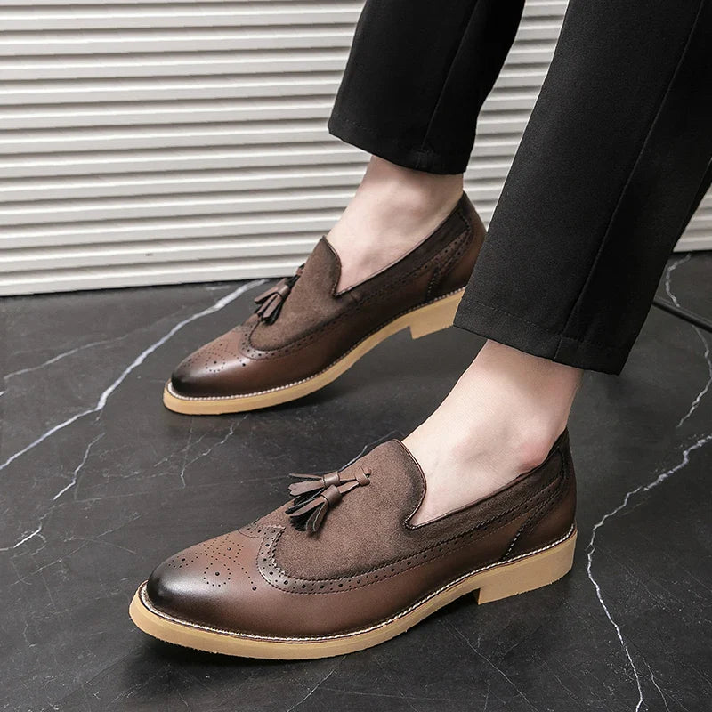 Men Business Dress Casual Fashion Elegant Formal ShoesSlip-on Evening Dress Loafers Party Tassel Leather Shoes Wedding Shoes