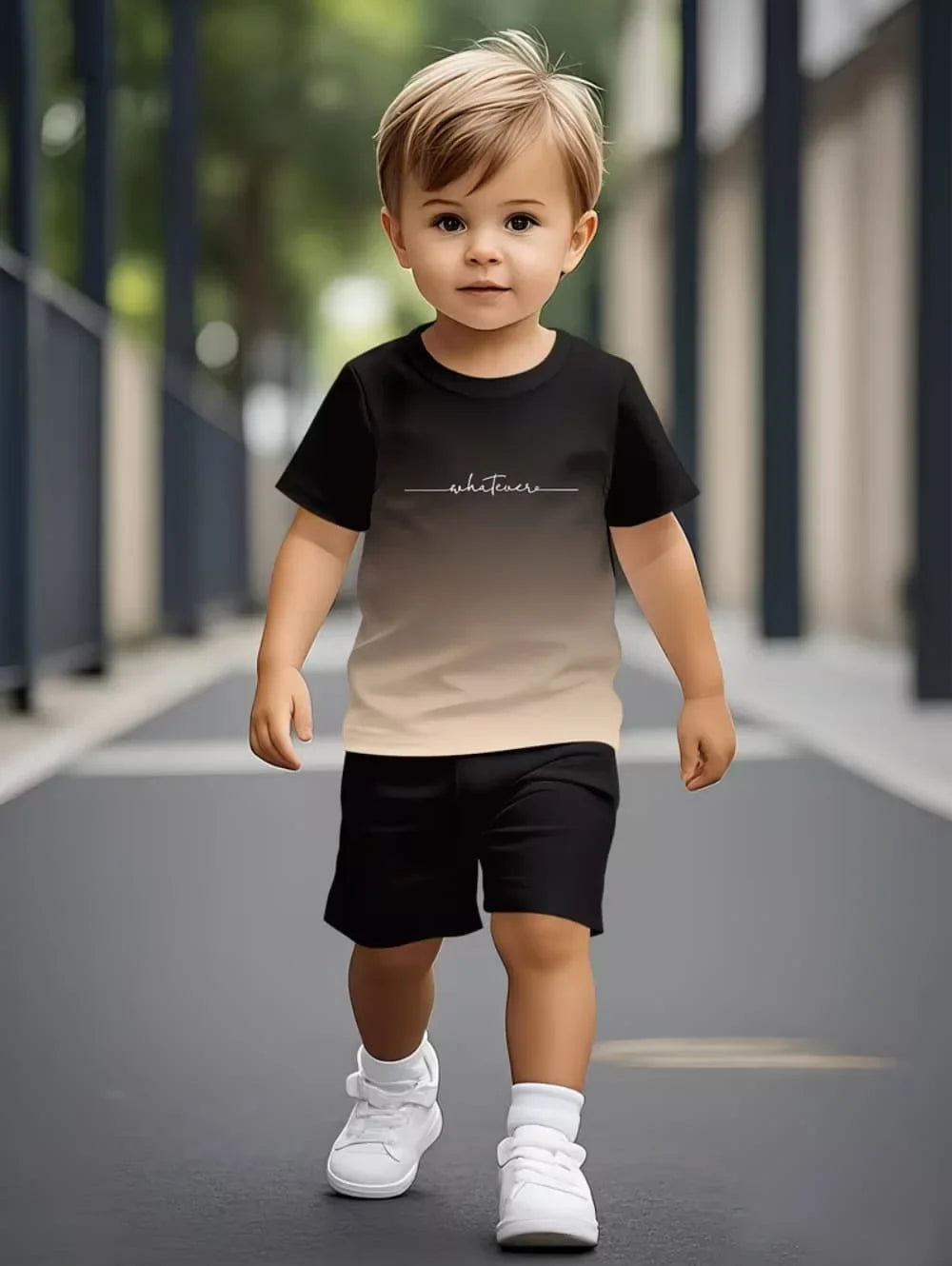 Boys Loose Casual Sets Summer Teen Gradient T-Shirts Shorts 2PCS Big Kids Sport Short Sleeve Clothes Suits Children Print Outfit