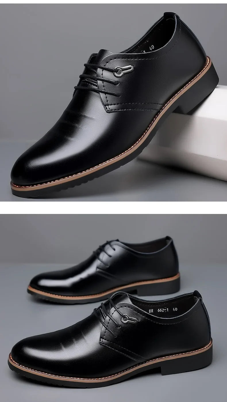 Mens Formal Business Oxford Shoes Classic Leather Dress Shoes for Wedding and Office