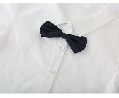 Baby Boys Gentleman 2pcs Overalls Set Bow Tie White Shirt+Suspender Shorts 1st Birthday Outfits Kids Handsome Suit