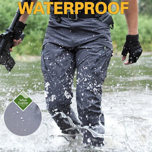 Asian Size Men City Pants Cargo Trousers Multi-pocket Waterproof Wear-resistant Casual Training Overalls Clothing