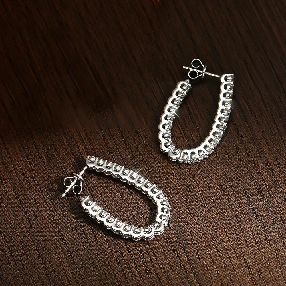 2.2mm Full Moissanite Hoop Earrings S925 Sterling Silver Sparkling Diamond Stud Earring With Certificate Original Fine Jewelry