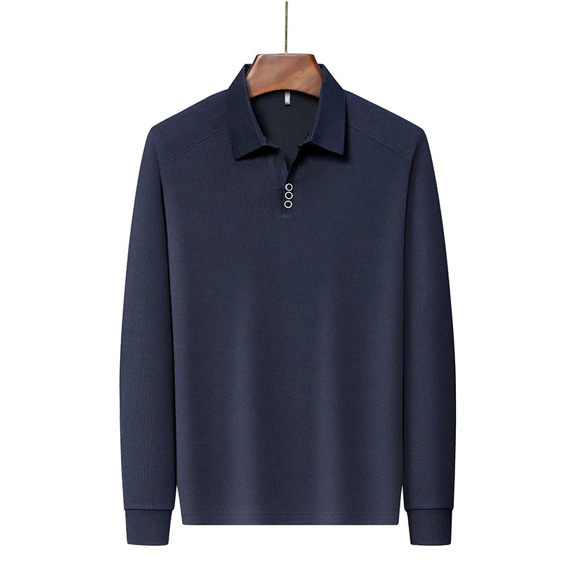 High quality brand long sleeve men's polo shirt autumn fashion customization high-end slim fit top casual business T-shirt