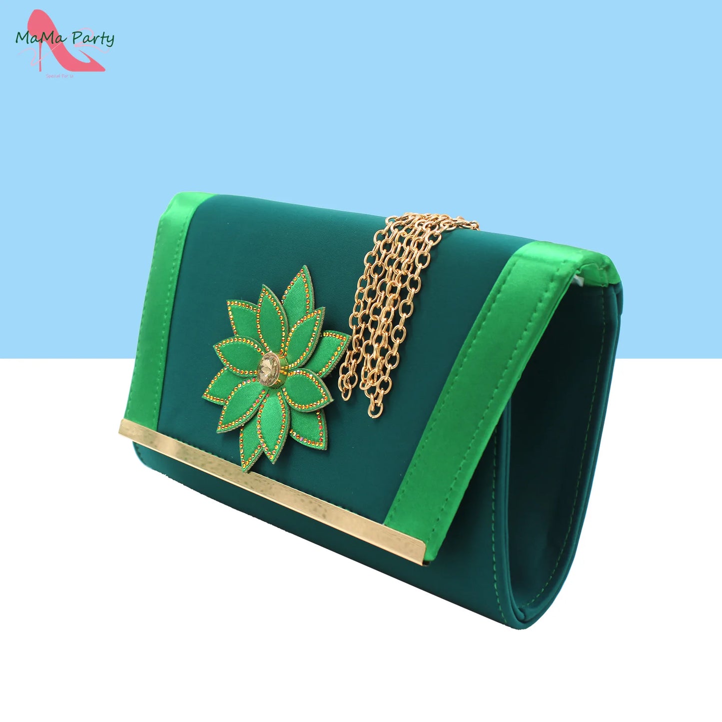 Design Italian Women Shoes and Bag Set in Green Color High Quality Comfortable Heels with Appliques for Wedding