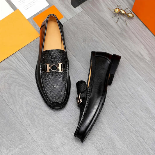 Men’s casual leather moccasin shoes soft leather slip-on business casual brown