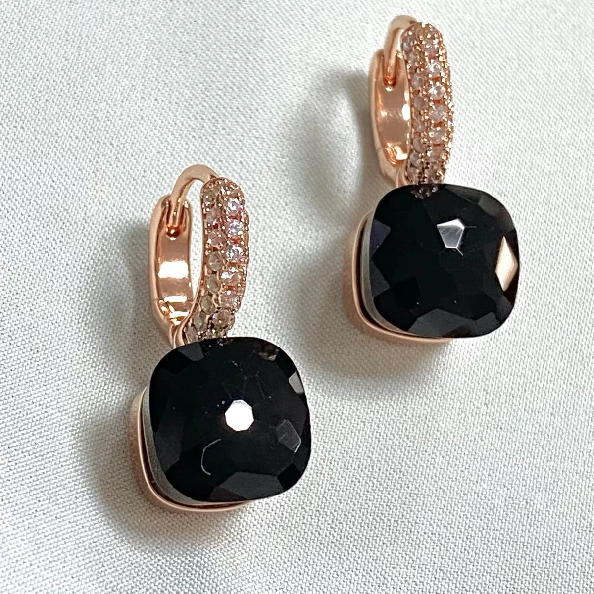 Classic Candy Color Earrings Inlay Transparent Zircon 27Colors Crystal Earrings Rose Gold Plated Fashion Jewelry For Women