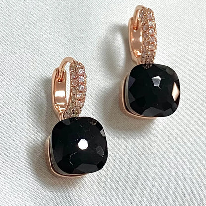 Classic Candy Color Earrings Inlay Transparent Zircon 27Colors Crystal Earrings Rose Gold Plated Fashion Jewelry For Women