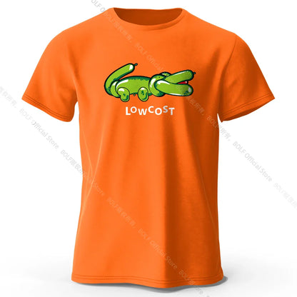 Men's Joke The Lowcost Printed T-Shirt 100% Cotton Oversized Funny Graphic Tees for Women Summer Tops Casual Streetwear