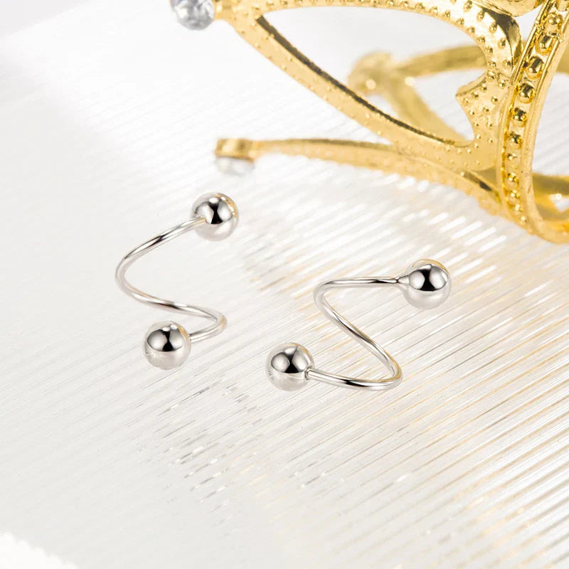 Genuine 925 Sterling Silver Fashion Jewelry New Spiral Heart Star Stud Earrings For Women XY0247