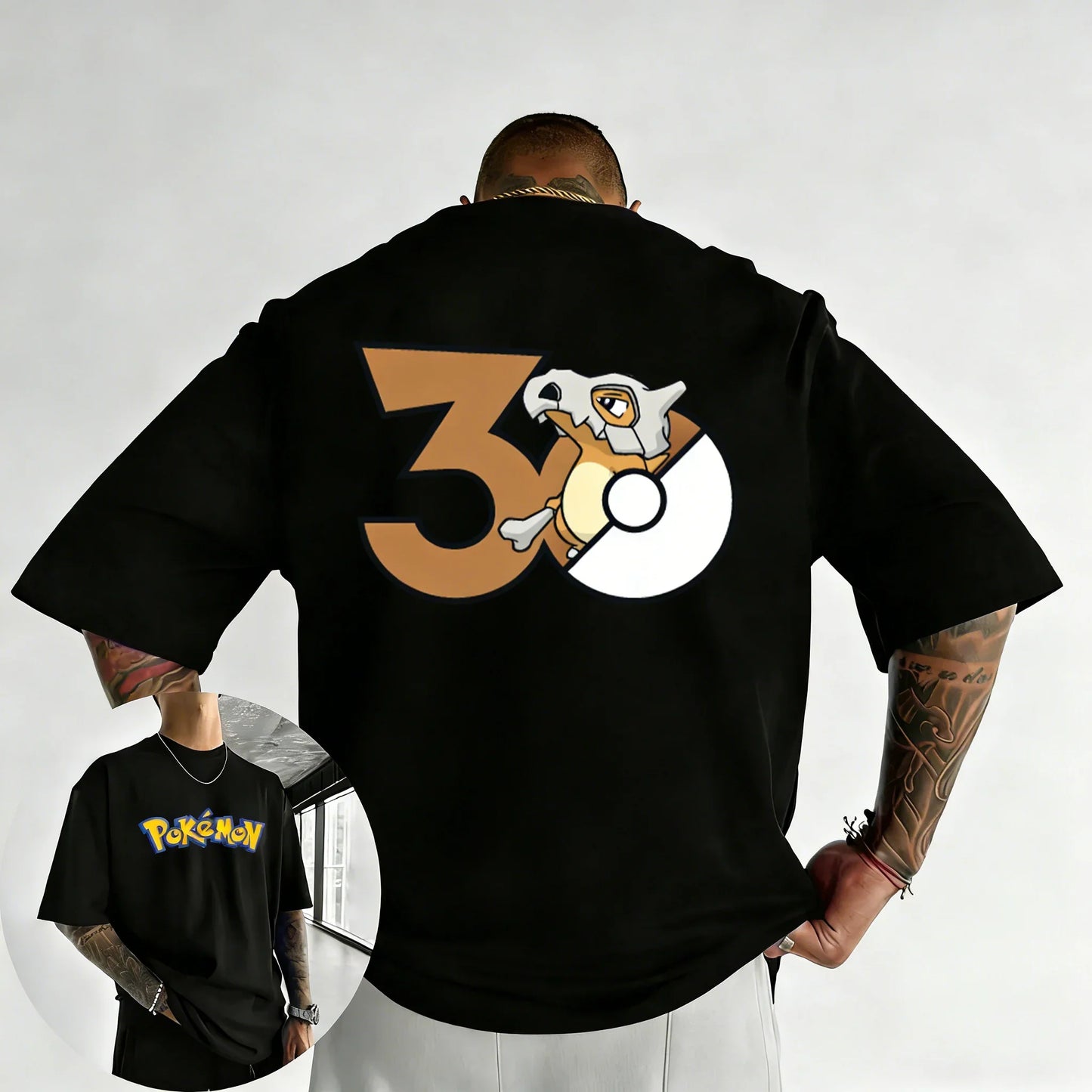 30th Anniversary Marowak Printed T-shirt Summer New Men's and Women's Loose Casual Hip Hop Trendy Short Sleeve Top