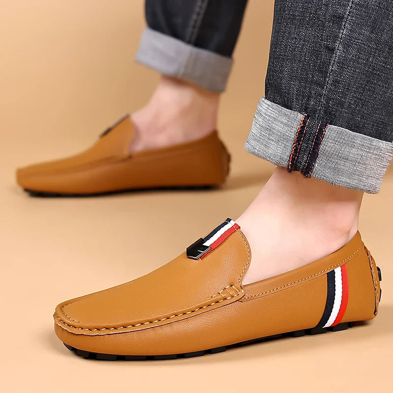 Men's Loafers High Quality Anti-slip Casual Shoes Men's Leather Loafer Outdoor Breathable Lightweight Soft Driving Shoes