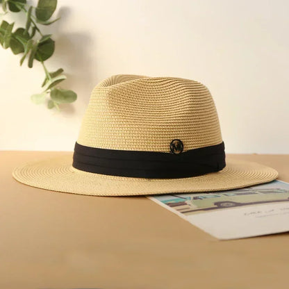 Big Size XL 63cm Travel Panama Jazz Straw Hat Summer Sun Hats for Women Men Wedding  Wide Brim Fedora Straw Beach Hat UV UPF 50+