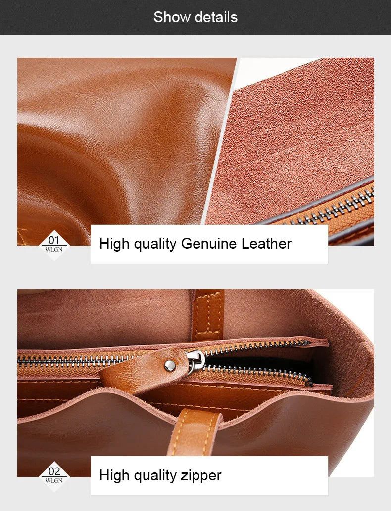 Women Genuine Leather Shoulder Bags Retro Fashion Designer Bag Large Capacity Female Versatile Tote Bag Portable Phone Bag Girl