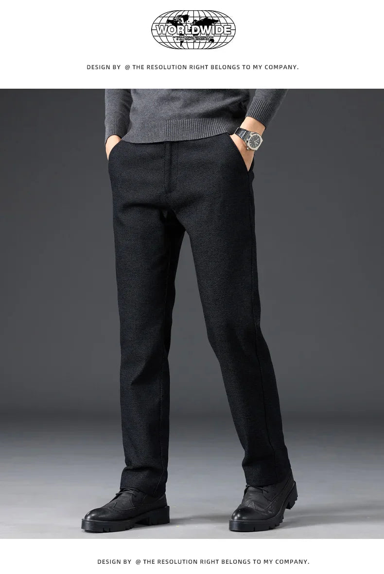 Men's Slim Fit Chenille Long Pants Advanced Business Casual Trousers Trend Autumn Comfortable Daily Wear Male Clothing