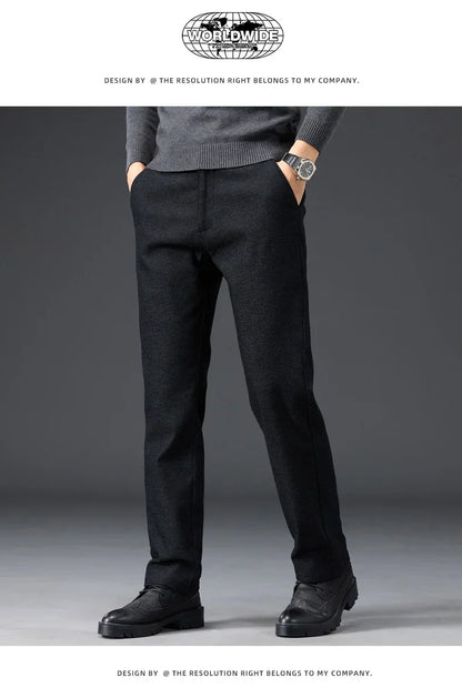 Men's Slim Fit Chenille Long Pants Advanced Business Casual Trousers Trend Autumn Comfortable Daily Wear Male Clothing