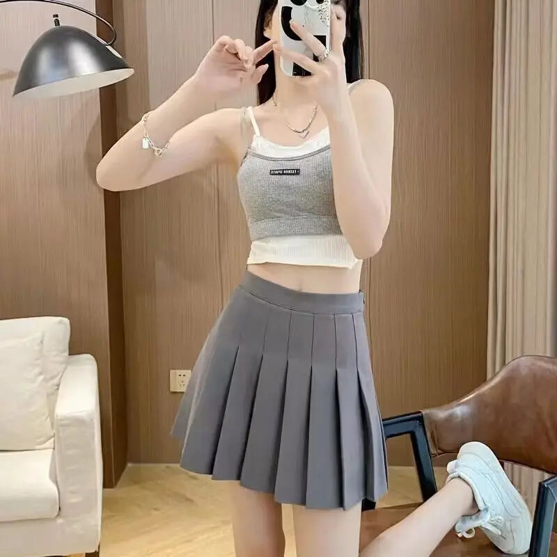 Mini Skirts Womens 2025 Summer Japanese School Pleated Skirts High Waist Kawaii Cute Pink Plaid Skirt Uniform Harajuku Jupe