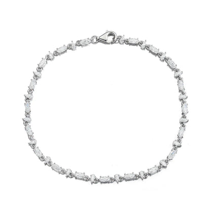 Oval Pear Cut Moissanite Tennis Bracelet s925 Silver Plated 18k White Gold GRA Certified Thin Bracelets for Women Man