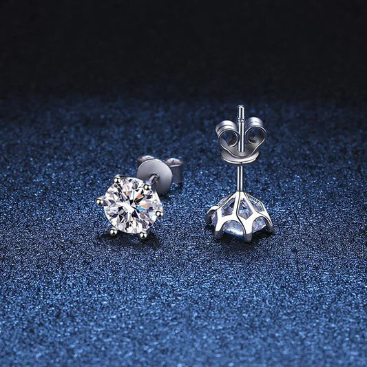 0.5-2ct Moissanite Screw Stud Earrings D Color 925 Sterling Silver 6 Prong Diamond Earrings For Women Wedding Fine Jewelry