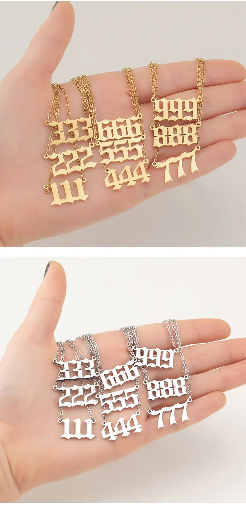 Stainless Steel Angel Number Lucky Numbers Necklaces 111 222 333 444 555 777 888 999 666 000 Pendant Necklace Charms Jewelry