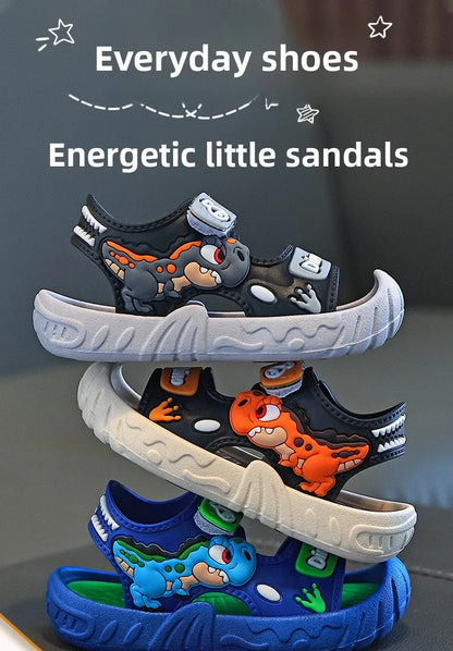 Children' Fashion Sport Sandals Geometric Patterns Breathable Wear-resistant Soft Shoes With Adjustable Velcro For Boys & Girls
