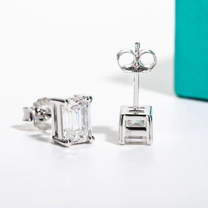 10k Gold 4/2/1ct Emerald Moissanite Stud Earrings 10K Gold Post Anti-allergy Eearrings For Women Jewelry Wholesale