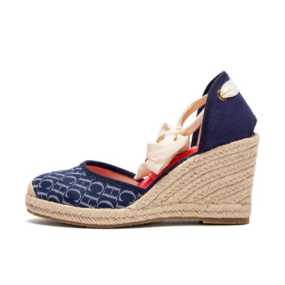 Women's Sandals 2025 New Hemp Bottom Slope Heel Sandals Comfortable and Breathable Holiday Beach Women's Shoes 8CM