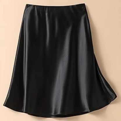 2026 Summer Lady High Waist Thin Acetate Satin Skirts Lady Solid Color A-line Dresses Girls Chic Korean Fashion Skirts